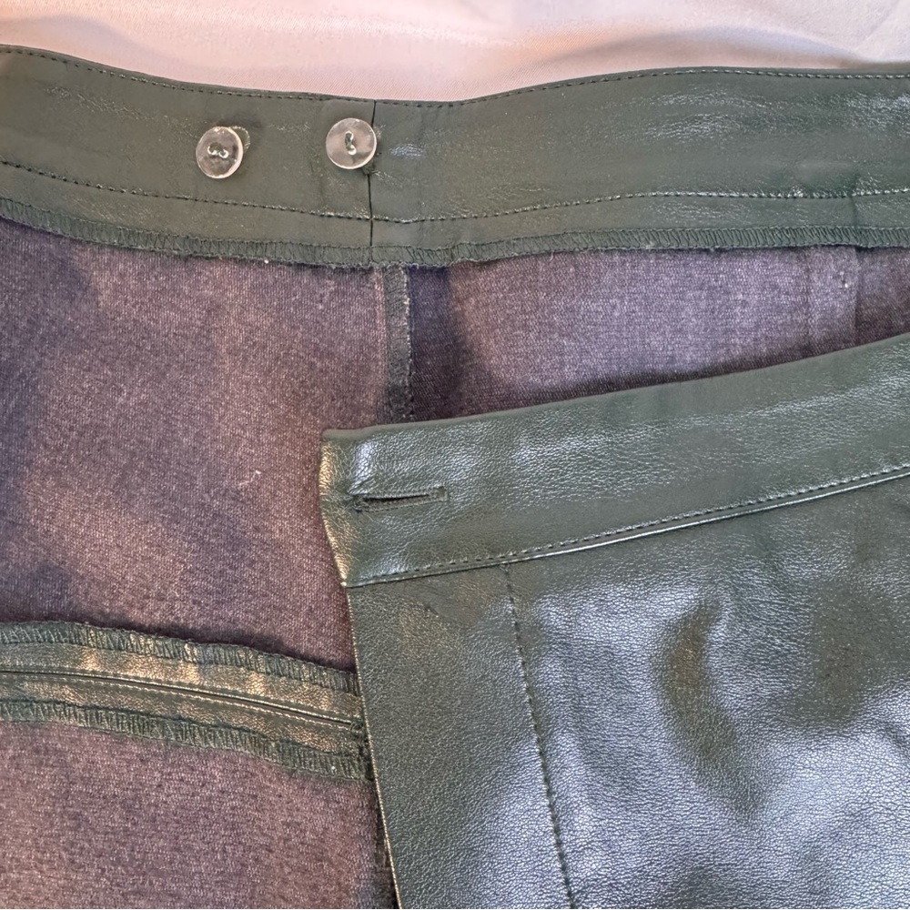 Lulus Daydream With Me Forest Green Vegan Leather Wrap Mini Skirt Size L - Picture 11 of 14